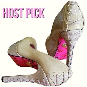 Betsy Johnson DITA Corset Lace Nude Pumps 7.5